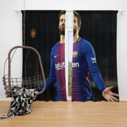 Gerard Pique Awarded Spanish Football Player Window Curtain