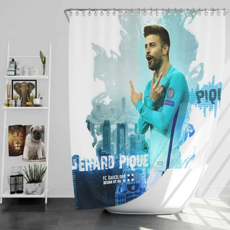 Gerard Pique Classic Barcelona Football Player Shower Curtain