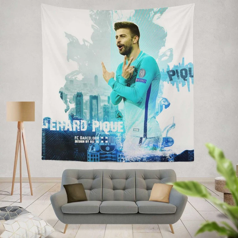 Gerard Pique Classic Barcelona Football Player Tapestry