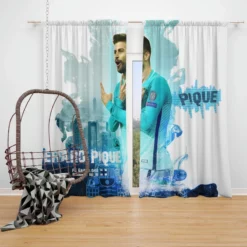 Gerard Pique Classic Barcelona Football Player Window Curtain