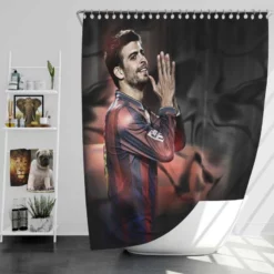 Gerard Pique Energetic Barcelona Football Player Shower Curtain