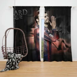 Gerard Pique Energetic Barcelona Football Player Window Curtain