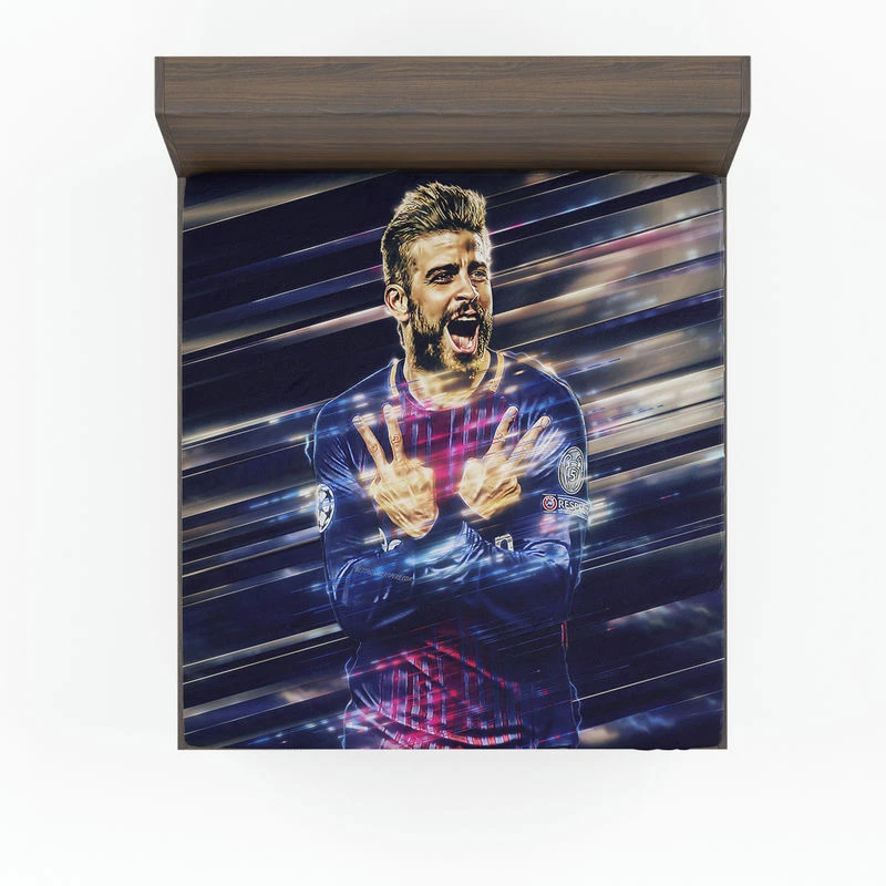 Gerard Pique Exciting Barcelona Football Player Fitted Sheet