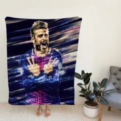 Gerard Pique Exciting Barcelona Football Player Fleece Blanket