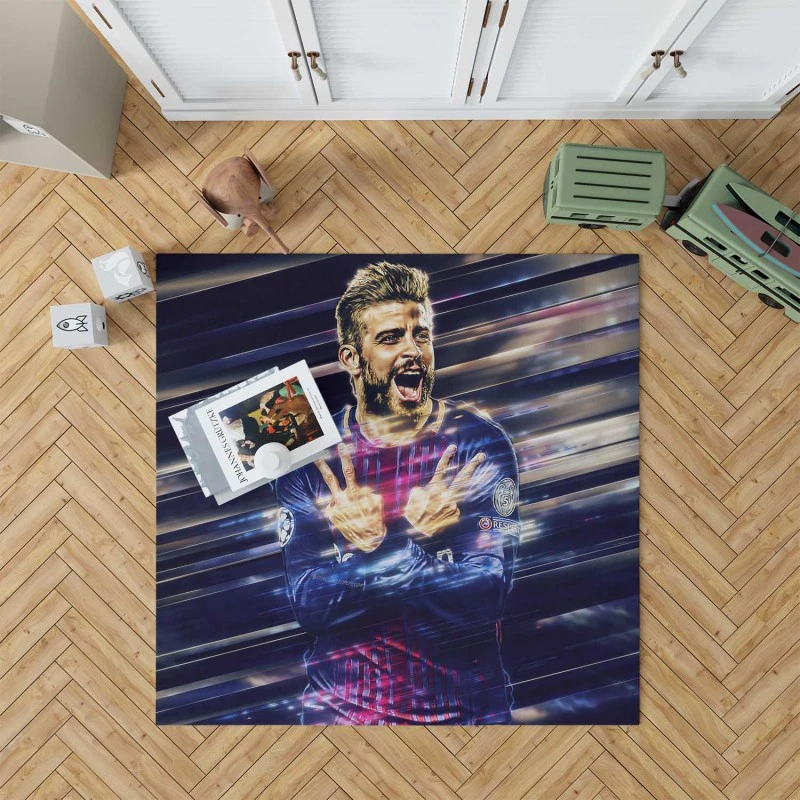 Gerard Pique Exciting Barcelona Football Player Rug