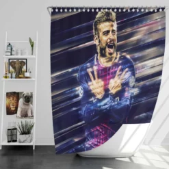 Gerard Pique Exciting Barcelona Football Player Shower Curtain