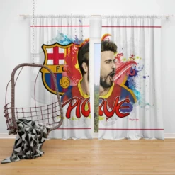 Gerard Pique Famous Barcelona Football Player Window Curtain