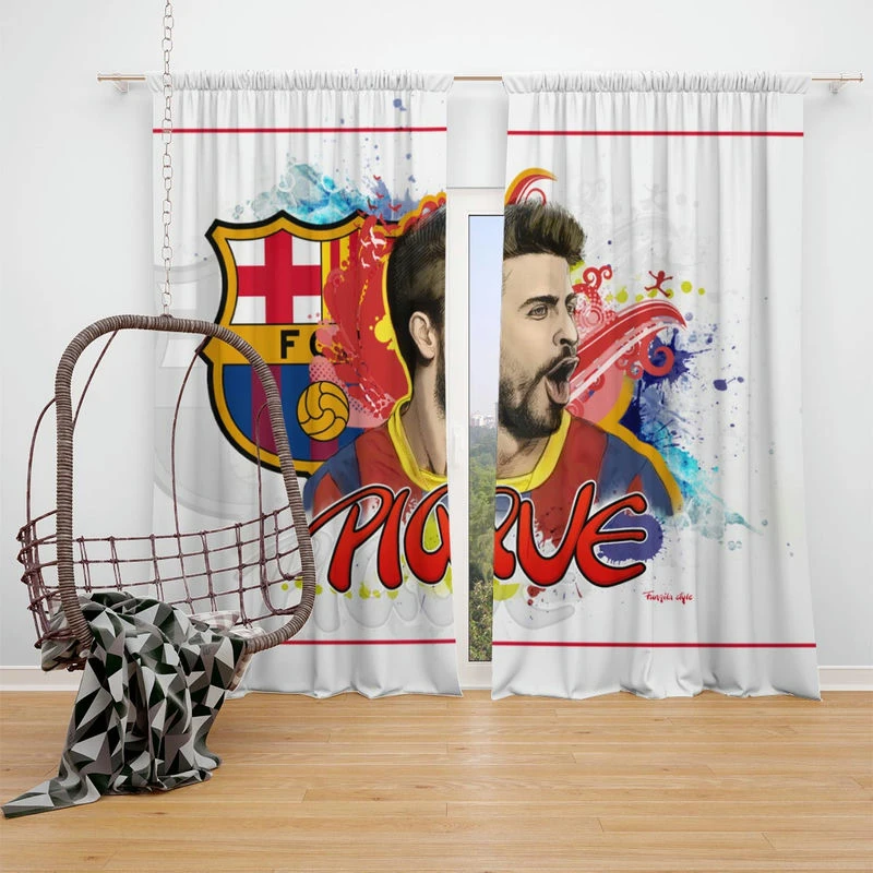 Gerard Pique Famous Barcelona Football Player Window Curtain