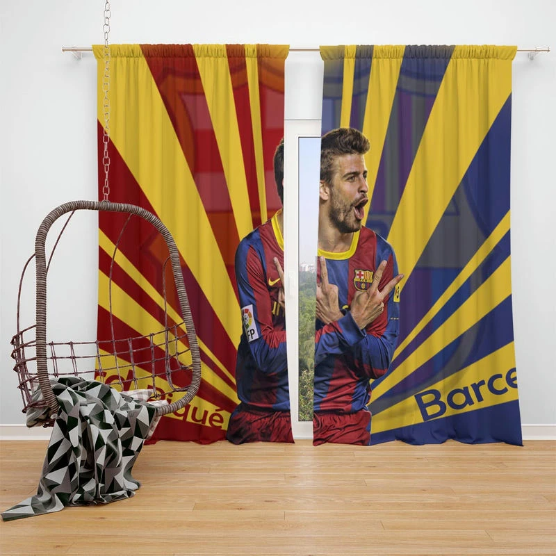 Gerard Pique Populer Barcelona Football Player Window Curtain