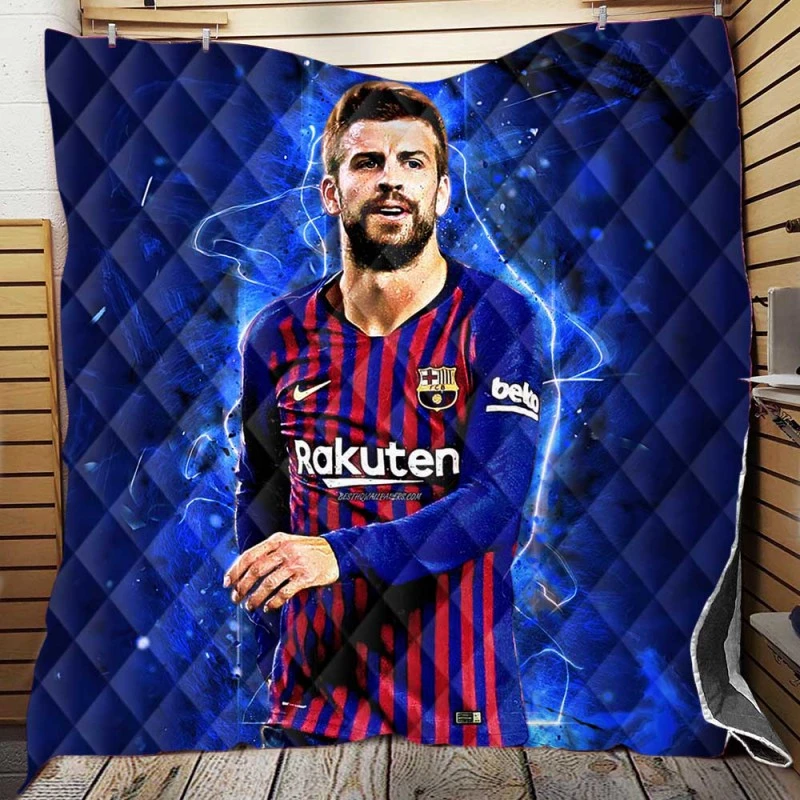 Gerard Pique Strong Barcelona Defend Football Player Quilt Blanket