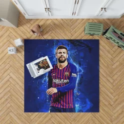 Gerard Pique Strong Barcelona Defend Football Player Rug