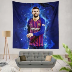 Gerard Pique Strong Barcelona Defend Football Player Tapestry