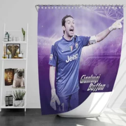 Gianluigi Buffon Energetic Italian Football Player Shower Curtain