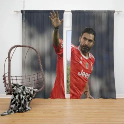 Gianluigi Buffon Top Ranked Juve Football Player Window Curtain