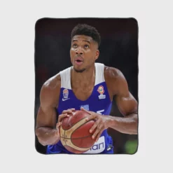 Giannis Antetokounmpo Strong Basketball Player Fleece Blanket 1