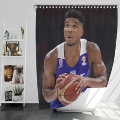 Giannis Antetokounmpo Strong Basketball Player Shower Curtain