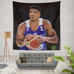 Giannis Antetokounmpo Strong Basketball Player Tapestry