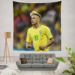 Gifted Brazil Football Player Neymar Tapestry