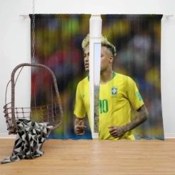 Gifted Brazil Football Player Neymar Window Curtain