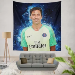 Gigi Buffon  Exellelant Goalkeeper in PSG Tapestry