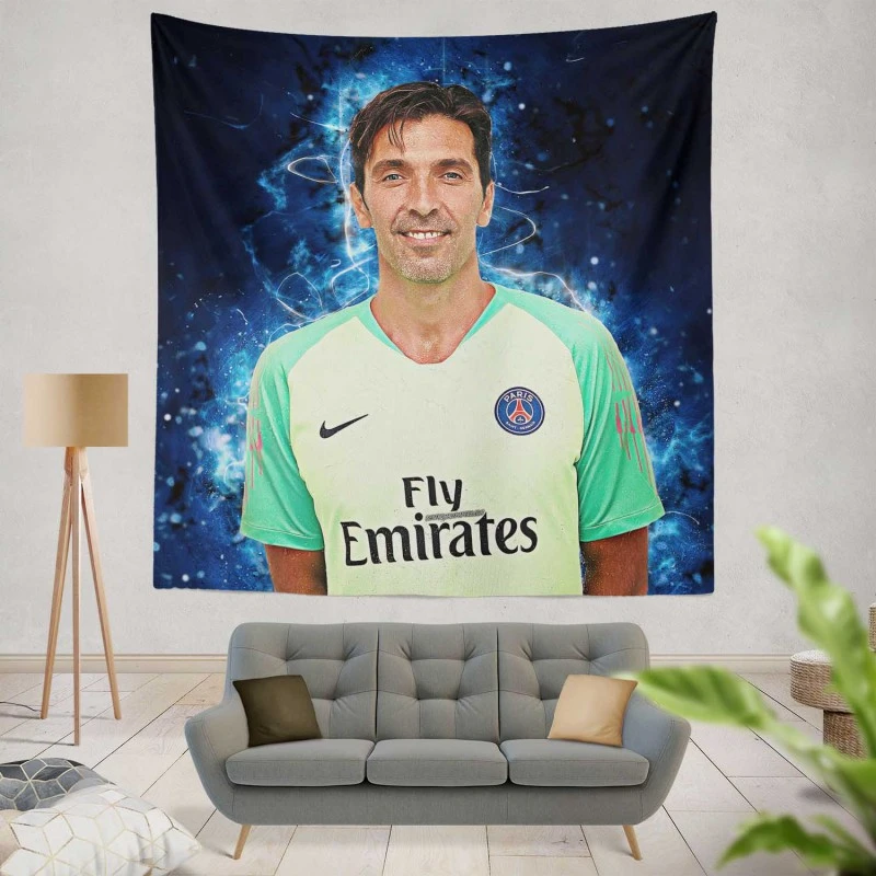 Gigi Buffon  Exellelant Goalkeeper in PSG Tapestry