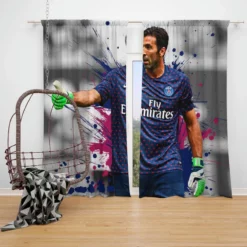 Gigi Buffon  Top Ranked PSG Football Player Window Curtain