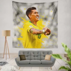 Graceful Brazil Footballer Roberto Firmino Tapestry