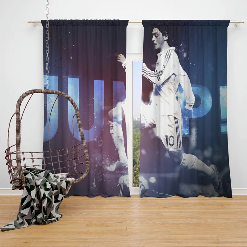 Graceful European Football Player Mesut Ozil Window Curtain