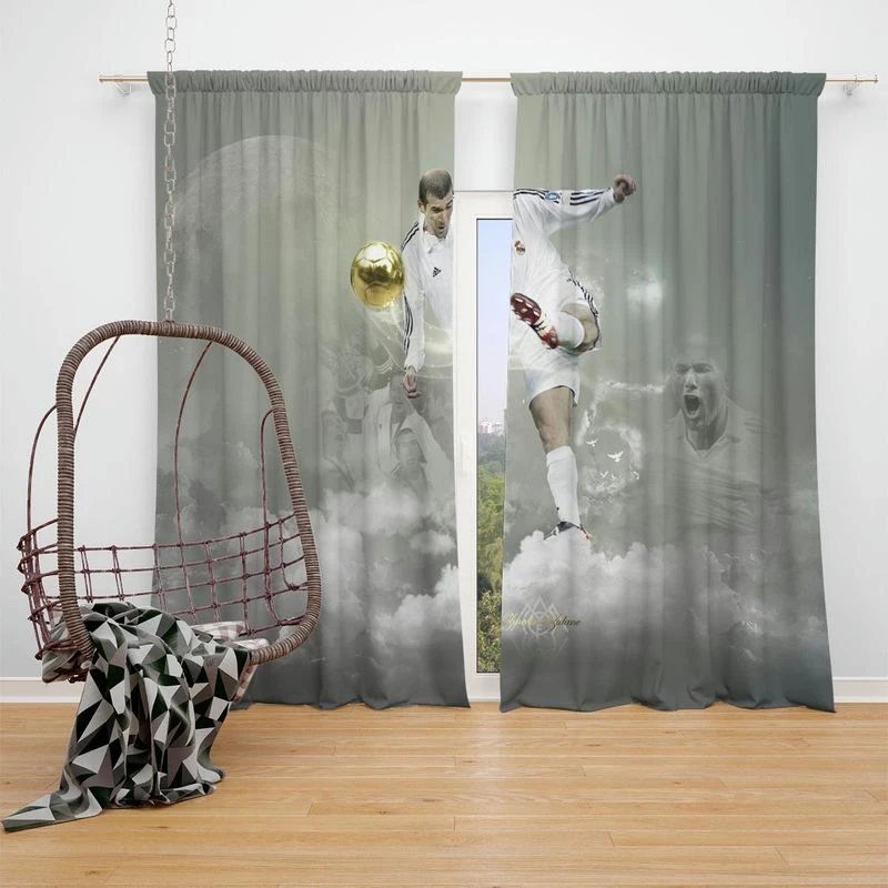 Graceful Football Zinedine Zidane Window Curtain