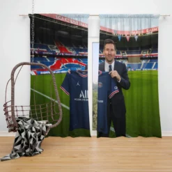 Graceful PSG Football Player Lionel Messi Window Curtain