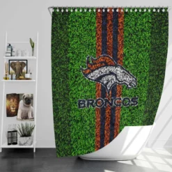 Grass Design NFL Denver Broncos Logo Shower Curtain