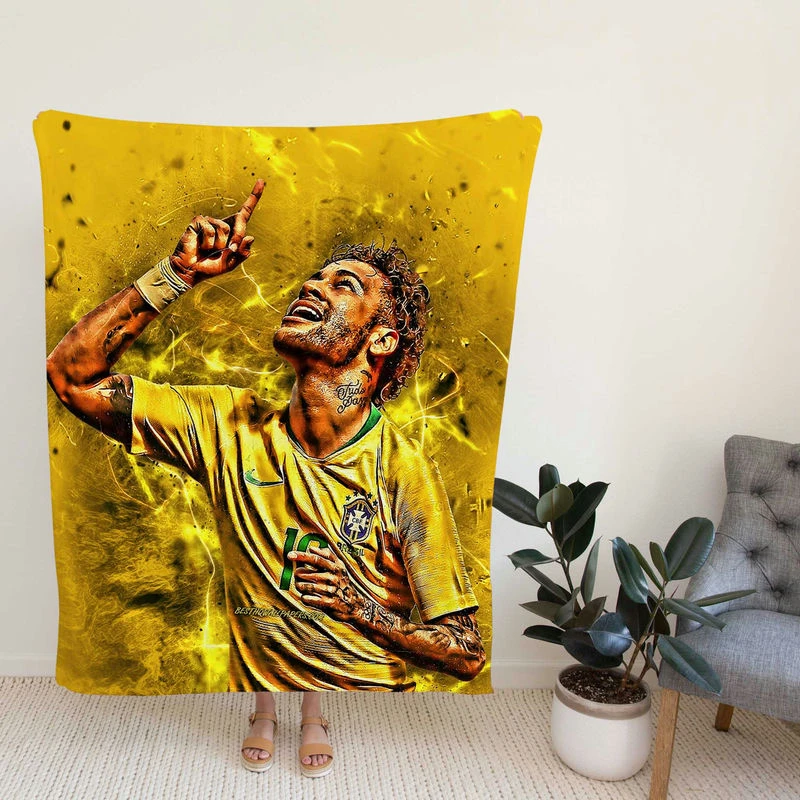 Hardworking Brazil Sports Player Neymar Fleece Blanket