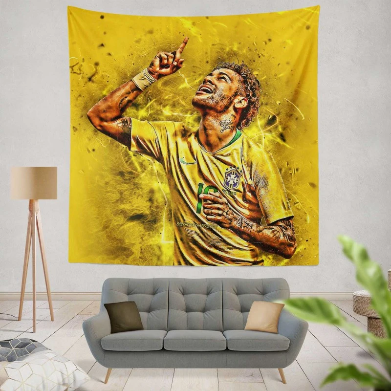 Hardworking Brazil Sports Player Neymar Tapestry