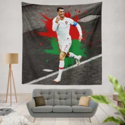 Hardworking Sports Player Cristiano Ronaldo Tapestry