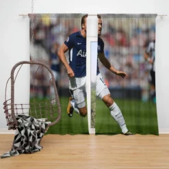 Harry Kane in Blue Jercey Window Curtain