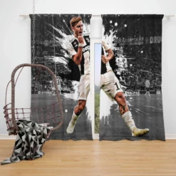 Hearty Footballer Player Paulo Dybala Window Curtain