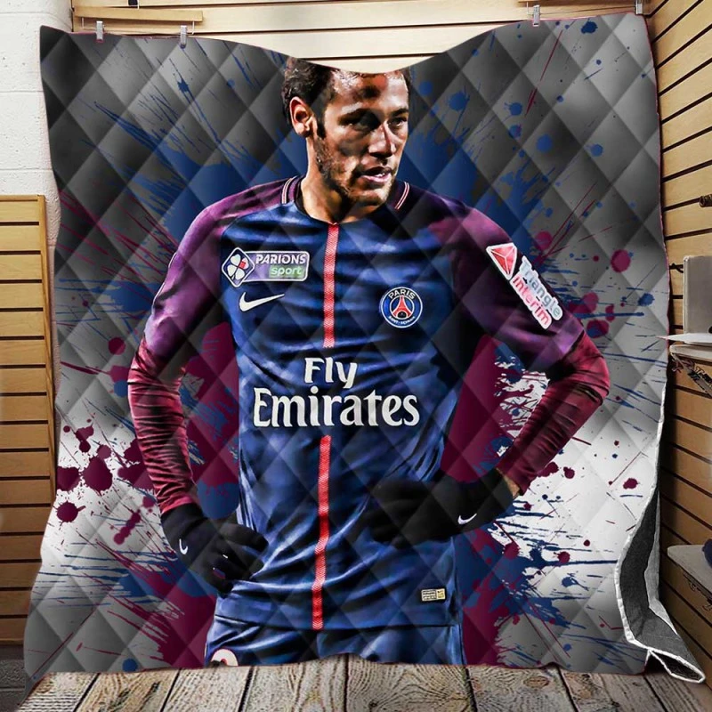 Hearty PSG Footballer Player Neymar Quilt Blanket