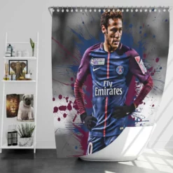 Hearty PSG Footballer Player Neymar Shower Curtain