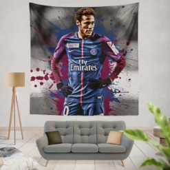 Hearty PSG Footballer Player Neymar Tapestry