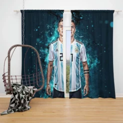 Humble Football Player Paulo Dybala Window Curtain