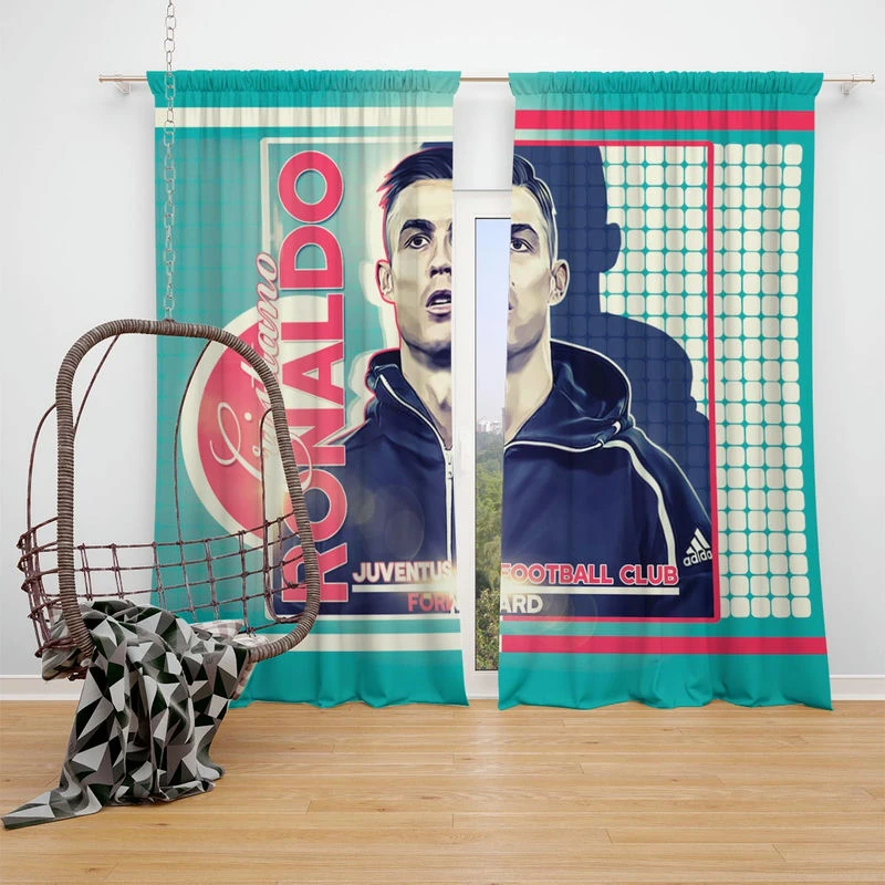 Improving Sports Player Cristiano Ronaldo Window Curtain