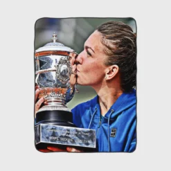 Improving Tennis Player Simona Halep Fleece Blanket 1