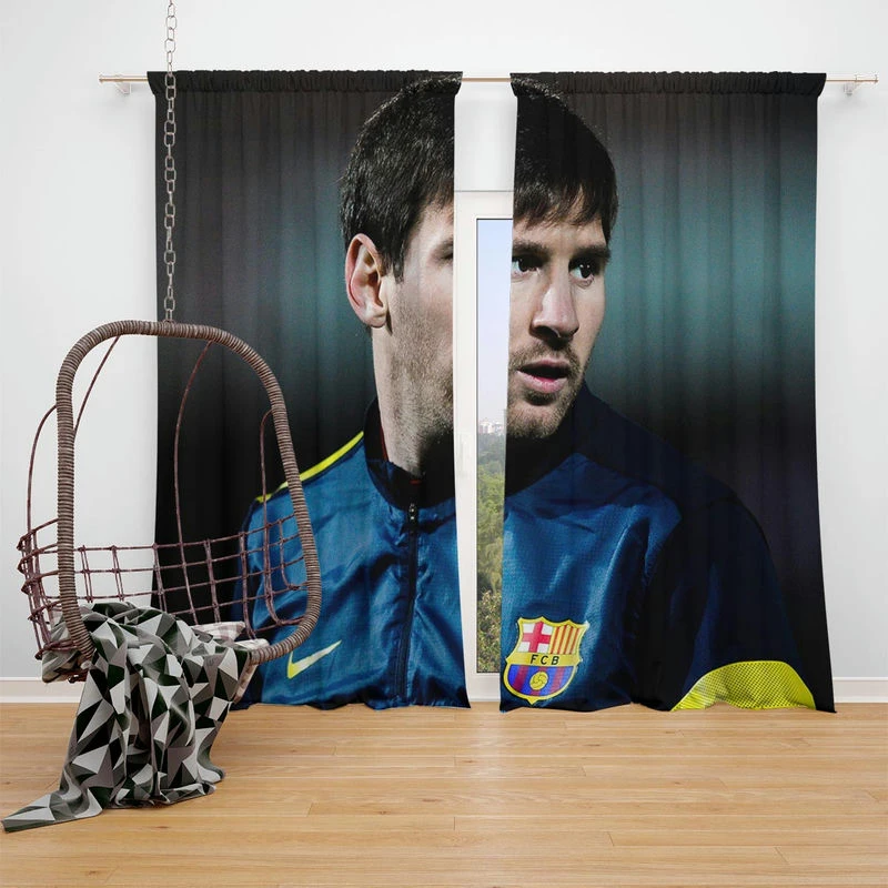 Incredible Soccer Player Lionel Messi Window Curtain