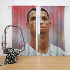 Inspirational Sports Player Cristiano Ronaldo Window Curtain