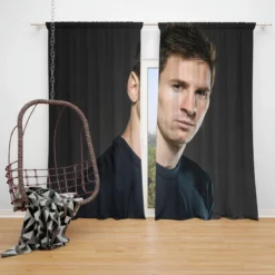 Inspirational Sports Player Lionel Messi Window Curtain