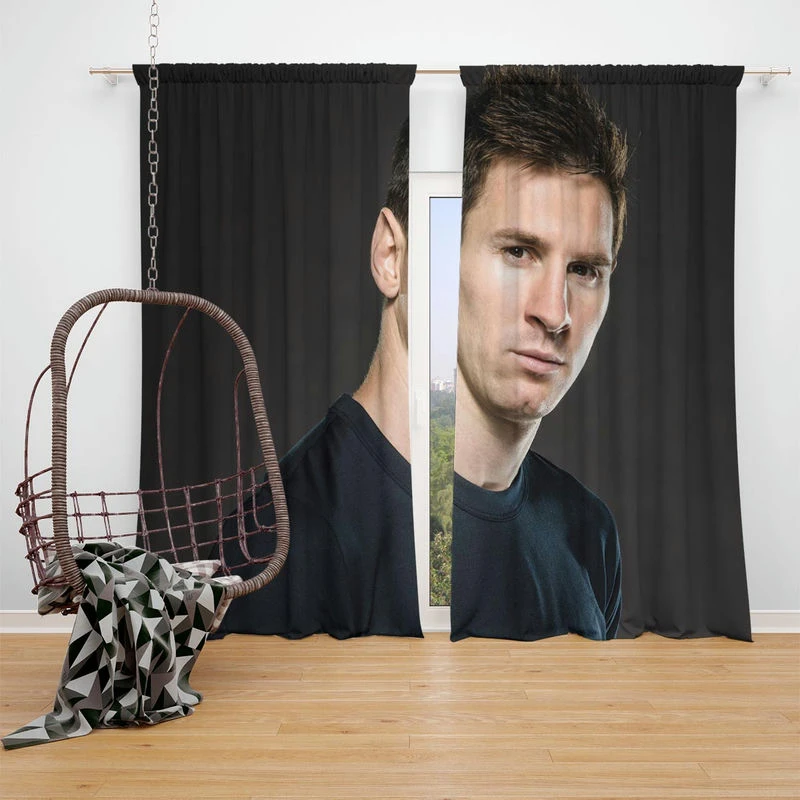 Inspirational Sports Player Lionel Messi Window Curtain