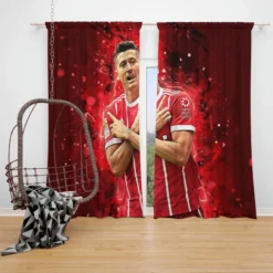 Intercontinental Cup Footballer Robert Lewandowski Window Curtain