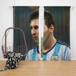 Invigorating Argentina Sports Player Lionel Messi Window Curtain