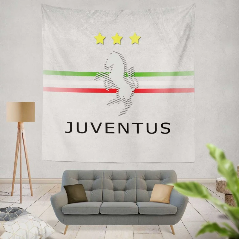Italian Popular Soccer Club Juve Logo Tapestry