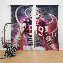 JJ Watt Classic NFL American Football Player Window Curtain